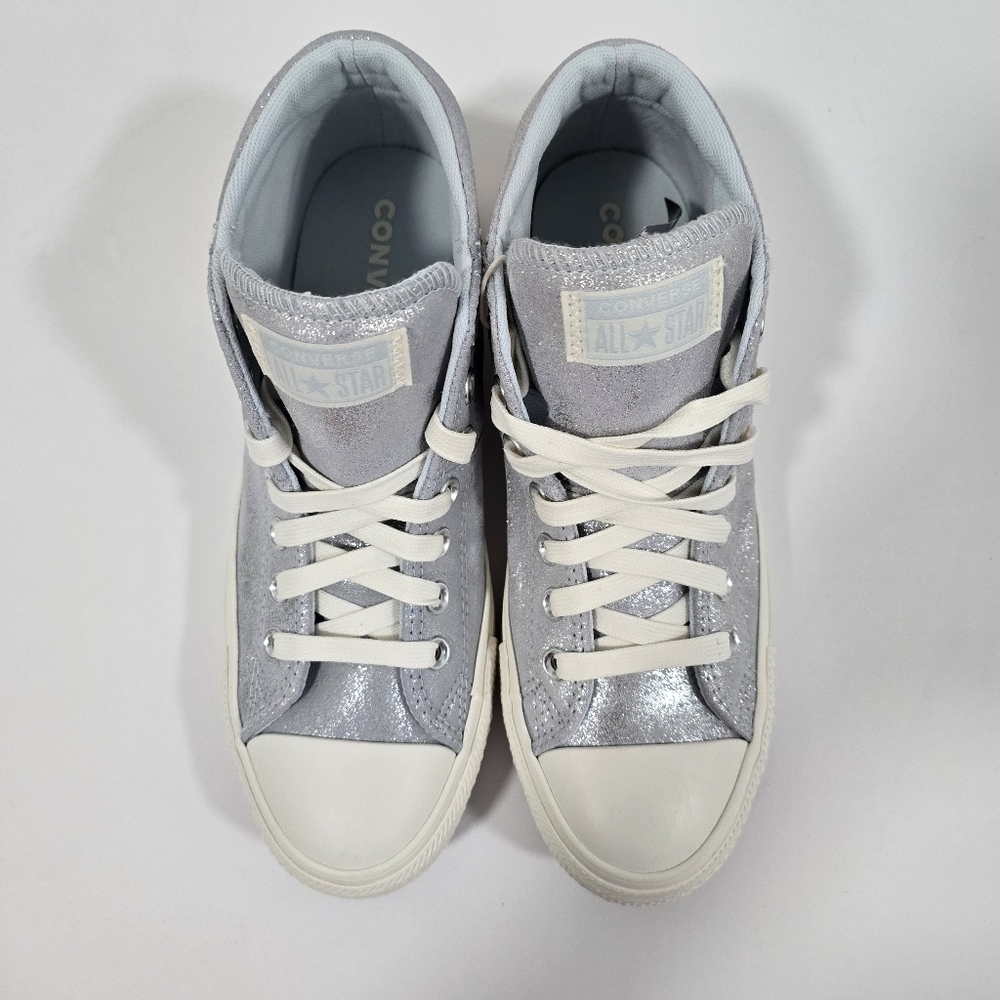 Converse Womens  Chuck Taylor All Star Silver Glitter High-Top Sneakers Size 9.5 - Picture 6 of 10